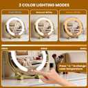 Vanity Mirror with Lights, 12" LED Makeup Mirror, HD Professional Mirror, Smart Touch with 3-Color Lighting, Dimmable, 360 Rotation, Lighted Up for Makeup Desk, Bedroom (Gold)