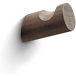 19 Pack LoengMax Wood Wall Hooks,1 Pack Coat Hooks Wall Mounted, Modern Hat Hooks for Wall, Wall Hanger for Hanging Coat Towel Hat Bag Robe Jacket Clothes (Walnut Wood)