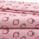 Urban Lifestyle 4 Piece Sheet Set, Including Top Sheet, Fitted Sheet and 2 Pillow Cases, Pink Strawberry, Full