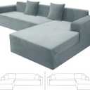 ZNSAYOTX 2026 Soft Velvet Sectional Couch Covers, Luxury Plush Slipcovers with Elastic Bottom for L Shape Sectional Sofa, 2 Pcs Pet Friendly Protector (3 Seat Couch + 2 Seat Chaise, Light Grey)