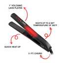 CHI Lava Ceramic 1 Flat Iron Hair Straightener, Volcanic Lava Ceramic Plates for Smooth, Even Styling, 11 ft Swivel Cord, Heat-Stable Hair Flat Iron for All Types
