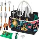 22Pcs Gardening Tools Set for Women Heavy Duty Garden Hand Tool Kit Garden Gifts for Mothers Day Mom Beginner Gardening Accessories with Tote Bag/Shovel/Repotting Mat/Plant Labels/Gloves-Black