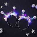 DRESBE Light Up Disco Ball Headbands Silver LED Headband Glow Party Hair Accessories for Women(2pcs)