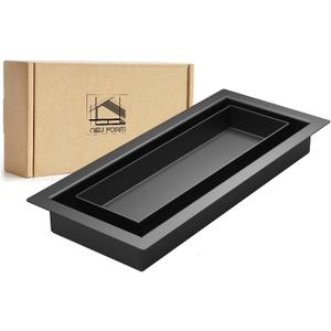 4x10 Inch Floor Register with Tray for Flooring Insert  Heavy-Duty Steel Vent Cover for Floor or Wall  Flush Mount Air Vent  Modern Low-Profile Design  DIY Installation (Black)