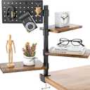 3-Tier Clamp On Desk Shelf, Adjustable 360 Rotatable Above or Under Desk Storage Shelves Holds 33 lbs, Heavy Duty Desktop Organizer with Pegboard Accessories  3 Hook for Home Office Dorm