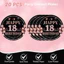 62Pcs 18th Birthday Decorations for Girls Her, Rose Gold Birthday Party Supplies Include 20 7''Plates 20 9'' Plates 20 Napkins and 2 Tablecloth, Rose Gold Princess Party Tableware for 20 Guests