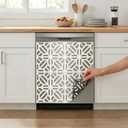 Magnetic Dishwasher Cover 23 x 26 Inch (2-Pack Panels), Matte White Geometric Lattice Design, Flexible Magnetic Vinyl, Scratch Cover, Removable No Tools Kitchen Decor Panel