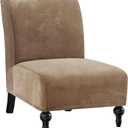 H.VERSAILTEX Armless Accent Chair Covers Thick Striped Velvet Armless Chair Slipcovers High Stretch Chair Covers for Living Room Machine Washable Furniture Protector with Elastic Bottom, Camel Striped