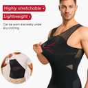 Nebility Mens Compression Shirt for Gynecomastia - Sleeveless Slimming Undershirts Body Shaper Vest Mesh Shapewear Workout Tank Tops Black (Black)