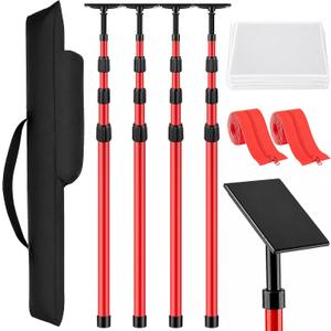 3.9-12FT Dust Barrier Poles Kit - Tool-Free Setup (4 Pack, Red)