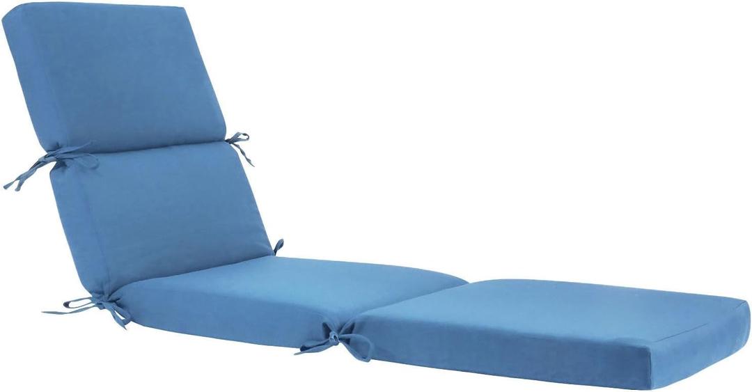 3" Solid Outdoor Lounge Chair Cushion, 74 x 22.5 inch Weather Resistant Chaise Lounge Cushion with 6 Ties for Patio Pool Furniture