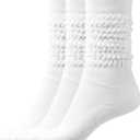 BomKinta Slouch Socks Women Thigh High Boot Socks Soft Scrunch Socks Size 5-11 (White White White -3 Paris)