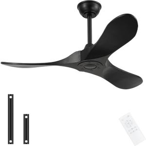 42'' Ceiling Fan no Light,Outdoor Ceiling Fan with Remote Control,3 Solid Wood Blades with Large Airflow for Bedroom,Living Room,Garage(black)