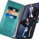 3 x SUANPOT for Samsung Galaxy S24 Plus/S24+ Wallet case with RFID Blocking Credit Card Holder,Flip Book PU Leather Protective Cover Women Men for Samsung S24Plus Phone case Blue Green