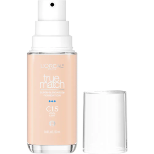 L'Oreal Paris True Match Super-Blendable Foundation, Medium Coverage Liquid Foundation Makeup, C1.5, Light, 1 Fl Oz