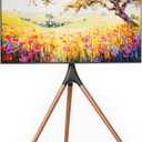 Artistic Easel TV Stand for 43-65 Inch TVs, 180° Swivel Tripod TV Stand up to 88 lbs, Floor TV Mount with Cable Management for Bedroom, Living Room and Corner, Max VESA 600x400mm, Black Walnut
