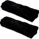 Andalus Genuine Sheepskin Car Seat Belt Cover Pad Soft Fuzzy, Comfy Fluffy Seatbelt Covers, Shoulder Pad Neck Cushion Protector, Car Accessories for Woman, Man, Girl (Black, 2-Pack)