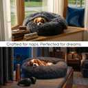 Himax Dog Beds for Small Dogs, Donut Dogs Beds with Blanket Attached, Calming Dog Bed Washable (26") Grey