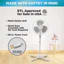 EZ-Chill 16 Oscillating Pedestal Fan, 3-speed Options, 90-Degree Oscillating Head, Adjustable Height and Tilt, Powerful Air Flow, White, MTSP15-16AZ