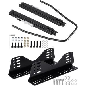 Universal Racing Seat Bracket with Seat Slider, Side Mounting Bracket Track Assembly Sets Compatible with NRG Sparco and More Aftermarket Seats