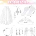 First Communion Veil Set - 1st Communion Headpiece Set for Girls, Holy Catholic Baptism Dress Up Accessories (White)