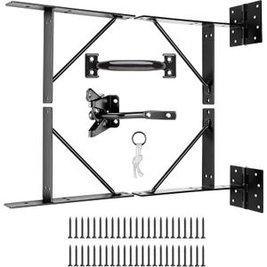 Anti Sag Gate Kit with Gate Hinges Heavy Duty for Wooden Fences-No Sag Gate Corner Brace Bracket for Doors, Corral Gates, Wood Windows (Anti Sag Gate Kit, Gate Latch, Gate Handle)