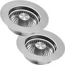 3-in-1 Kitchen Sink Drain Strainer & Stopper, Stainless Steel Food Catcher Plug with Filter Basket, Fits 3-1/2 Inch Drain Hole, Universal Sink Protector Cover, Anti-Clogging, Silver - 1Pack