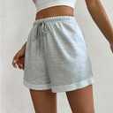 Women's Drawstring Waist Roll Up Hem Track Shorts Summer Casual Pockets Sweat Shorts (M)