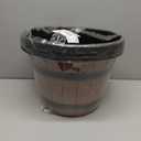 Quarut Large Plastic 3 Pack16 inch Plant Pots,Whiskey Barrel Planters with Drainage Holes & Saucer.Flower Pots Imitation Barrel Design for Indoor & Outdoor Garden Balcony Plants.7 Gallons(Brown)