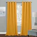 MYSKY HOME Yellow Blackout Curtain for Living Room Bedroom Curtain 84 Inches Long Grommet Room Darkening Window Curtains Thermal Insulated Single Panel Curtains 52 x 84 Inch, Mustard Yellow