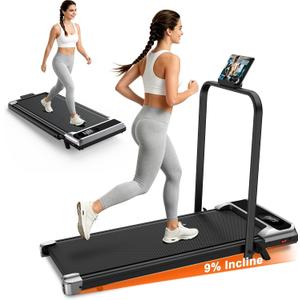 Walking Pad Treadmill for Home - 3.0HP Tread Mills with with 9% Incline, Compact Walk Pad Running Machine Handle Bar Indoor Foldable for Small Spaces Under Desk Office
