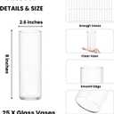 25 Pack Glass Vases for Centerpieces, 8 Inch Tall Small Clear Glass Flower Vase Cylinder Vases for Centerpieces Wedding Home Table Decor (25)