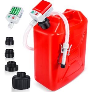 Fuel Transfer Pump with Auto-Stop Sensor-30s Alert Beep,3.2GPM, Overfill Protection,51"Hose Transfer Pump Battery Powered with 4 Tank Adapter, Portable Liquid Pump with Nozzle for Gasoline, Diesel,Oil