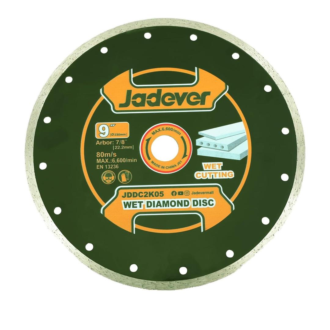 9-Inch Diamond Saw Blade, Continuous Rim Diamond Disc, 7/8 Inch Arbor, Wet Cutting of Concrete/Masonry/Block/Paver/Brick