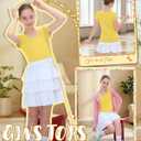 Oakgarden Girl's T-Shirts Summer Tops Teen Cap Sleeve Shirts Kids Scoop Neck Fitted Cute Casual Basic Tees (9-10 Years, Yellow)