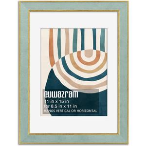 Suede 11x15 Frame - Single Frame, Christmas Elegant Mint 11 x 15 Poster Frame with Mat for 8.5x11, 11x15 Picture Frames for Artwork, Puzzles, Photos and Movie Posters