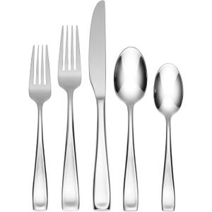 Oneida Silverware Set, Moda Mirror 20-Piece Flatware Set, Service for 4, Made of 18/10 Stainless Steel, Dishwasher Safe, Knife Spoons & Forks, Home & Kitchen, Utensils Set, Cutlery (Silver, 20 Piece)