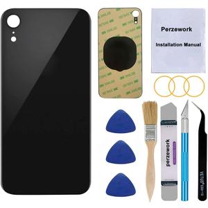 OEM Rear Back Glass Replacement for iPhone XR 6.1 inches with Reparing Toolkit and Pre-Installed Adhesive (Black)
