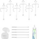 6Pack Straw Cup Conversion Kit for Dr Browns Narrow and Narrow Glass Baby Bottles, Weighted Straw Replacement Kit with Soft Straw Top and Handle, 6m+