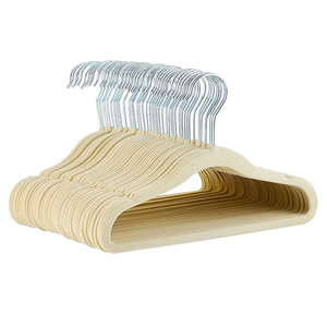 Amazon Basics Kids Velvet, Space Saving, Non-Slip Clothes Hangers for Infant and Toddler, Durable, 11.6 inches (for baby clothes), Pack of 50, Beige