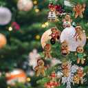 12Pcs Gingerbread Man Christmas Decorations 3 Inch Xmas Tree Ornament Set with Lanyard Acrylic Christmas Hanging Ornaments for Home Party Decor (B)