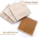 4 Pack Travertine Coaster, 4" Absorbent Marble Coaster with Cork Pad, Stone Bar Drink Coasters, Limestone Coffee Cup Coasters for Kitchen Tabletop Office Home Decor Housewarming Gift, Beige