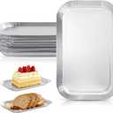 8" x 4.8" Silver Paper Plates, Rectangle Silver Dessert Plates, 30 Pack Silver Plates Disposable for Dessert, Sushi, Sliced Cake, Birthday, Wedding and Party