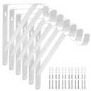 Closet Rod Bracket Heavy Duty Total Up to 300 lbs (6-Pack)- Wall Mounted Shelf Supports for Closet, Garage, Laundry, Rust-Proof Metal with Screws & Anchors, White