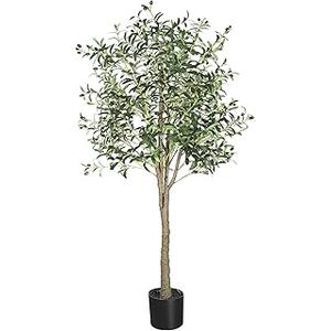 YOLEO Artificial Olive Tree 6FT Tall Faux Silk Plant for Home Office Indoor Decor Fake Olive Tree with Lifelike Olive Leaves