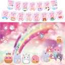 Partymelon Cute Animals Birthday Decorations Kids Party Supplies with Background and Happy Birthday Banner