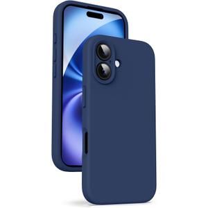 Supdeal Liquid Silicone Case for iPhone 16 Plus - [Camera All-Round Protection] [Soft Microfiber Lining Anti-Scratch] 4 Layer Full Covered Shockproof Gel Rubber Phone Case Cover, 6.7", Navy Blue