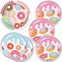 40pcs Donut Time Theme Party Napkins and Plates Donut Time Party Supplies Birthday Decorations for Girl Birthday Baby Shower Decorations