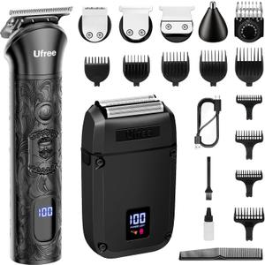 Ufree Beard Trimmer for Men, Foil Shaver Electric Razor, Shavers for Body Face Nose Ear, Cordless Hair Trimmer, Professional Hair Clippers, Mustache Grooming Kit Birthday Gifts for Men (Black)