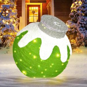 BRIGHTDECK Outdoor Christmas Ornaments, Lighted Pop-Up Outdoor Holiday Ball Decoration with 80 LED Lights, 8 Light Modes, Lighted Collapsible Holiday Decorations for Yard, Home (Green)
